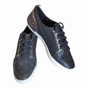 CALVIN KLEIN Faux Black Suede Snakeskin Sneakers Size 8.5 Gothic Grunge Simple